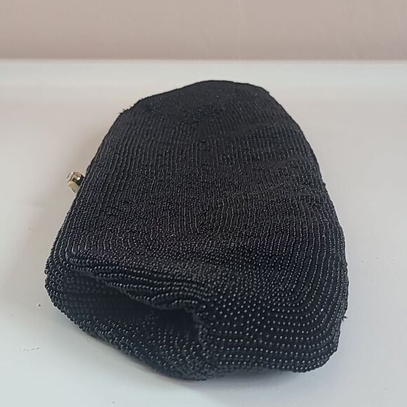 Sarne Imports Handmade in Japan ITALIAN Black Glass Beads Clutch Purse Evening - Picture 9 of 13